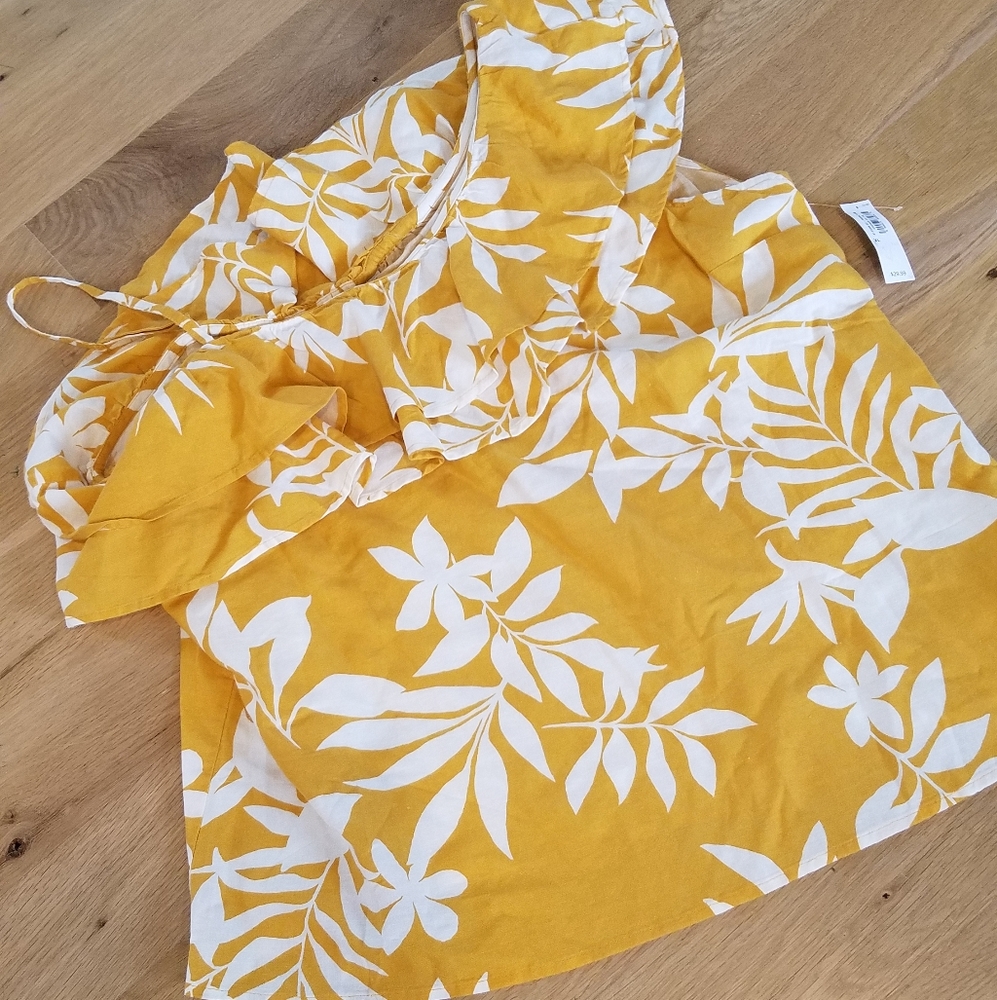 Old Navy Yellow and White Floral Tank Top